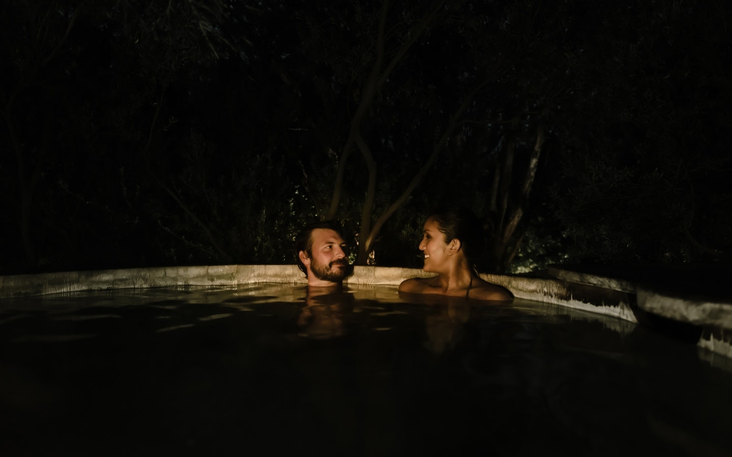Two people bathing a moonlight