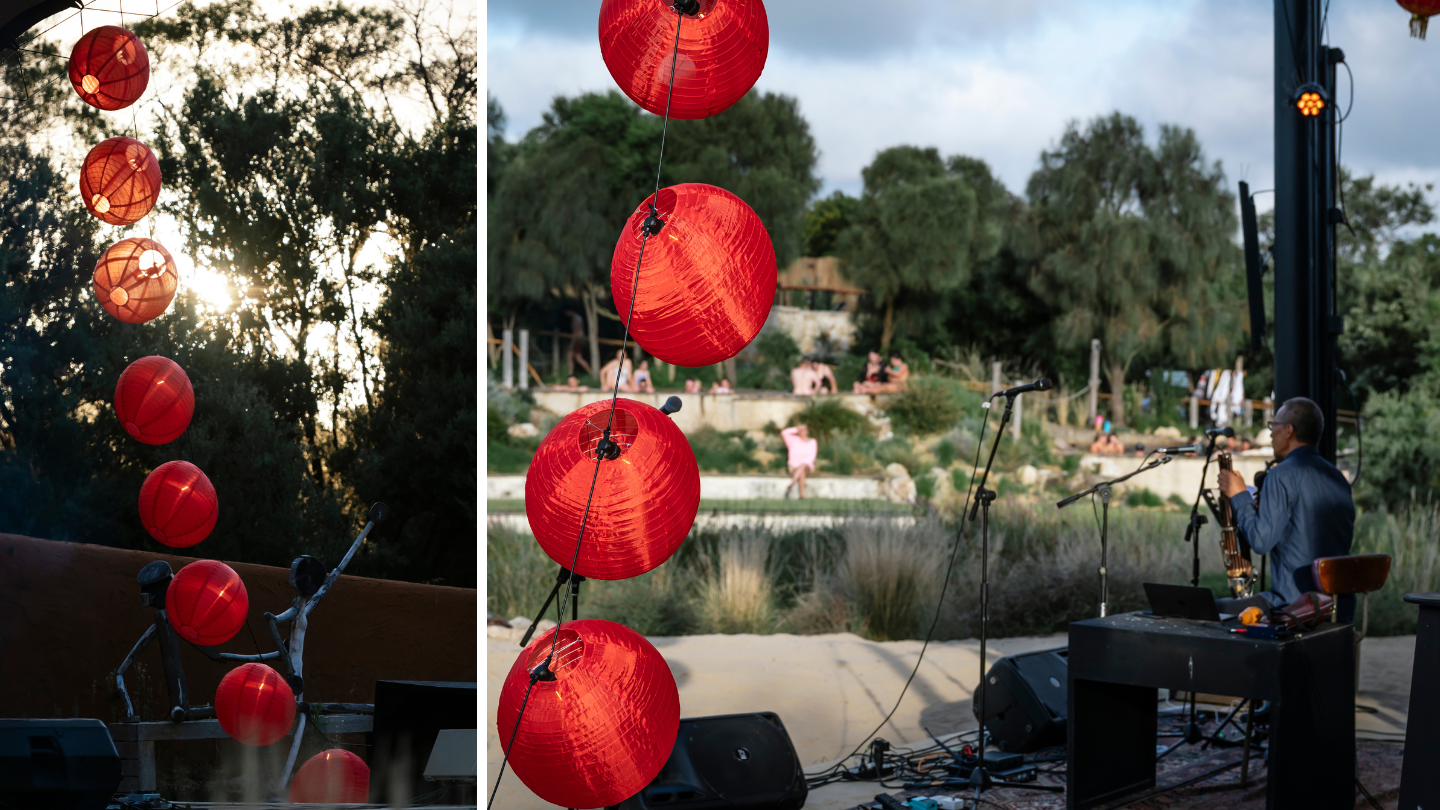 Lanterns scattered around Peninsula Hot Springs