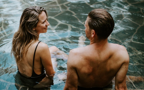 A couple in the Spa Dreaming Centre at Peninsula Hot Springs