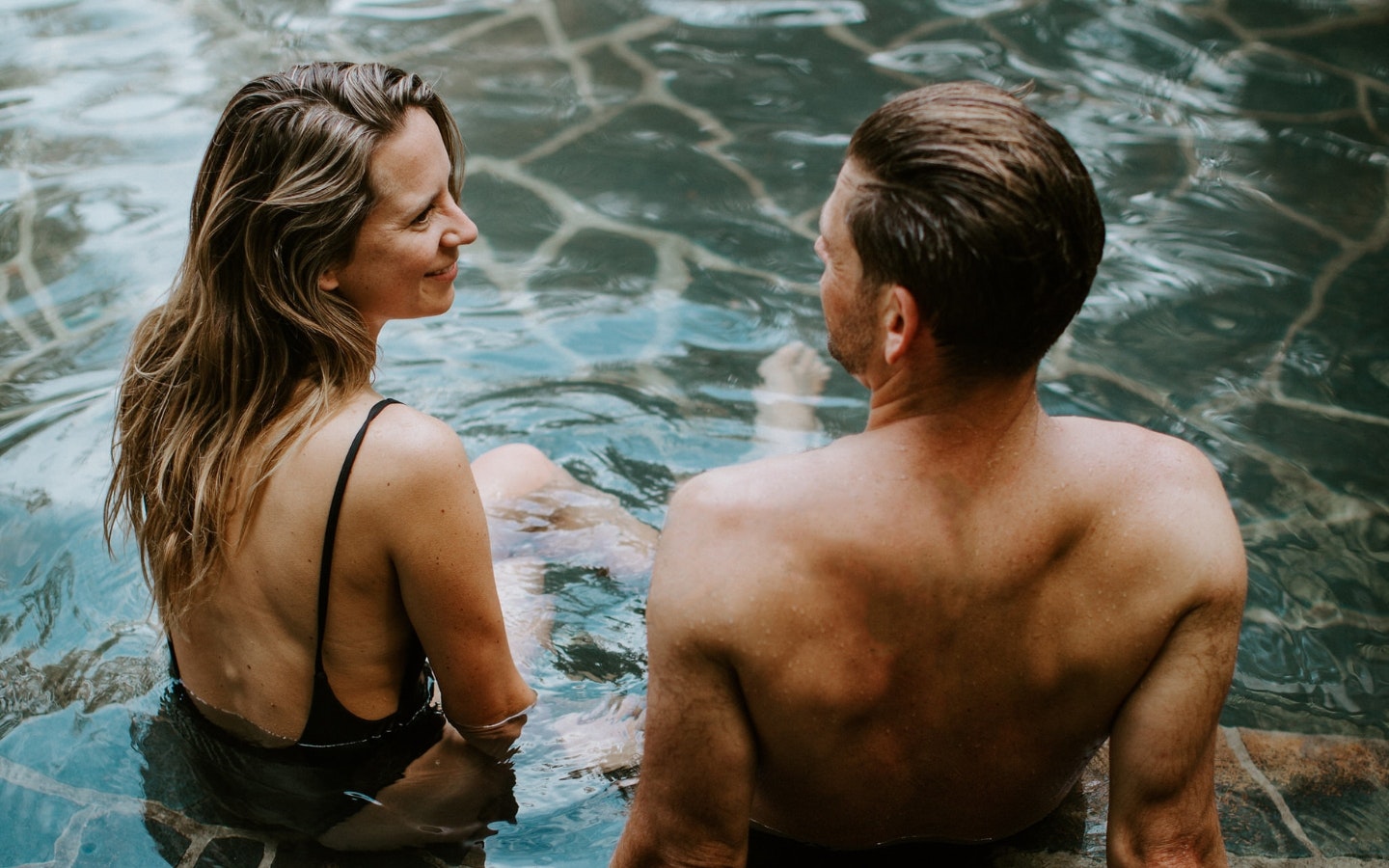 A couple in the Spa Dreaming Centre at Peninsula Hot Springs