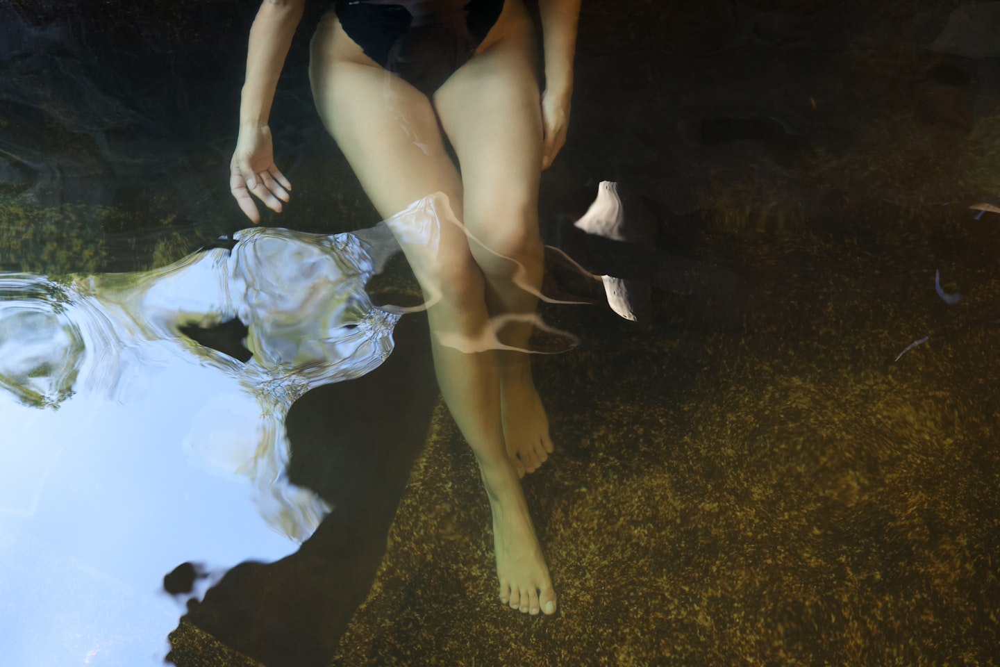 Bathing in hot springs water