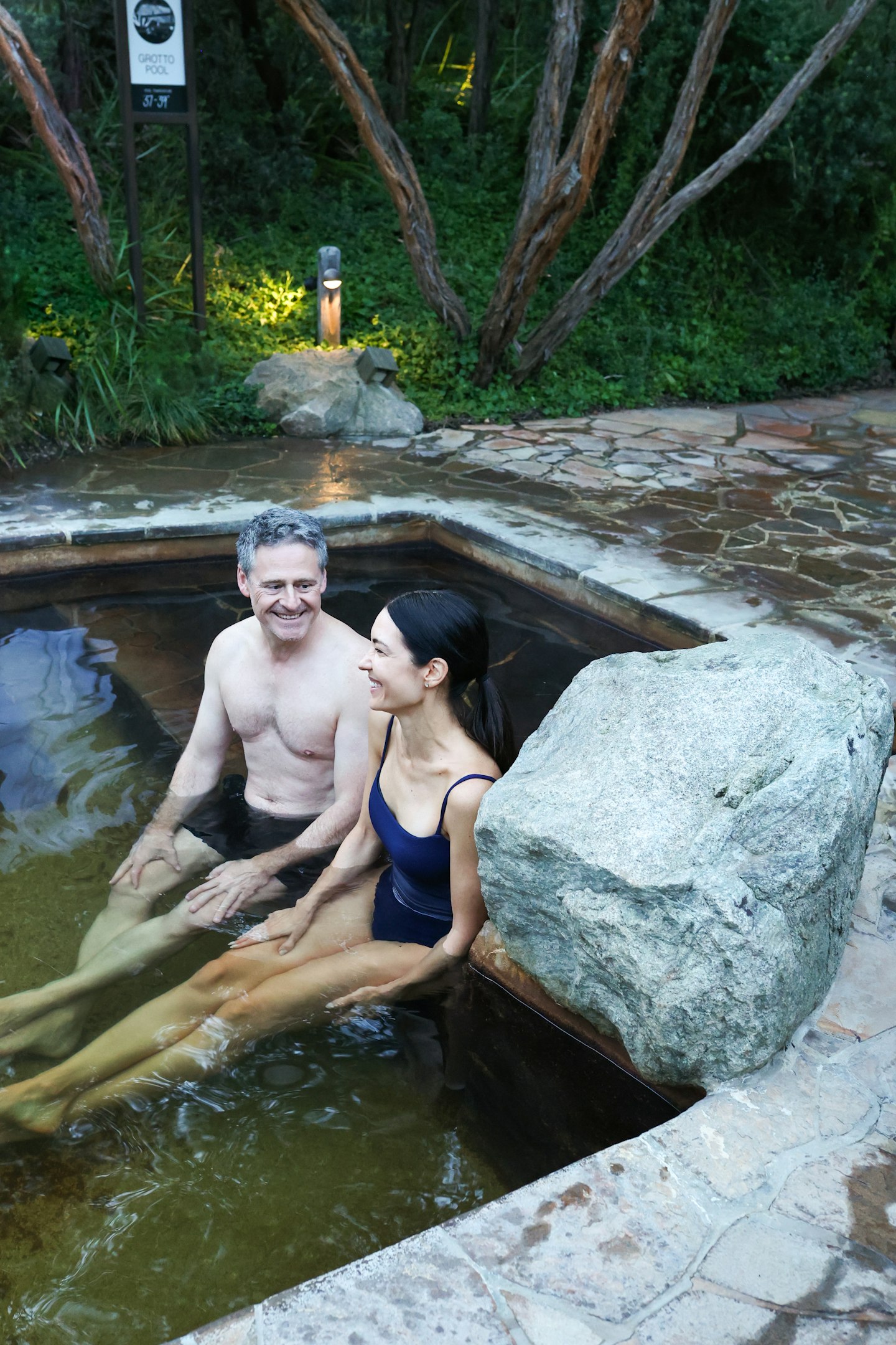 Two people in the Grotto Pool