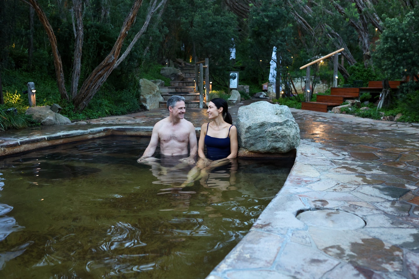 Two people bathing in the Grotto Pool