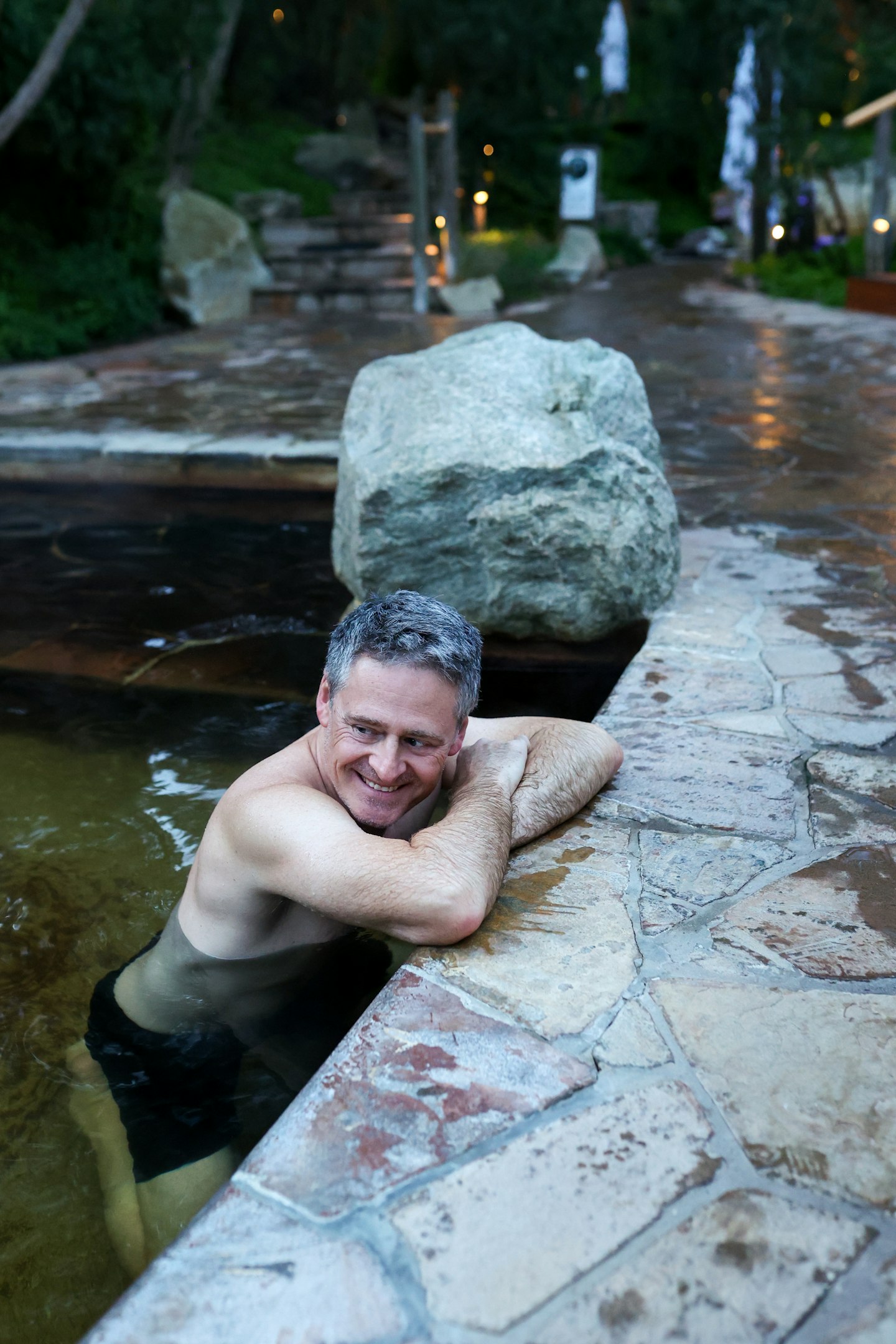 A man bathing in Spa Dreaming Centre