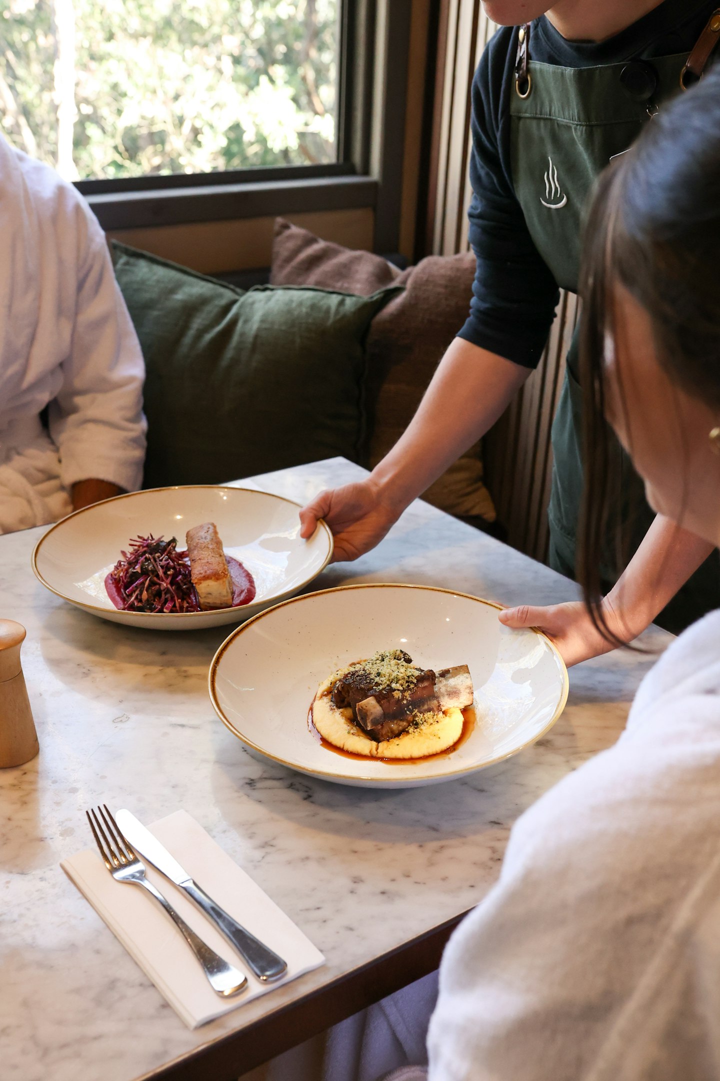 Two people dining