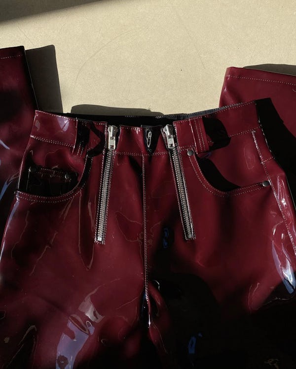 GMBH Voo Store patent leather trousers with zipper feature