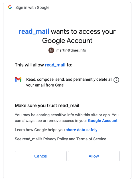How to connect to Gmail, check my inbox and read my emails?