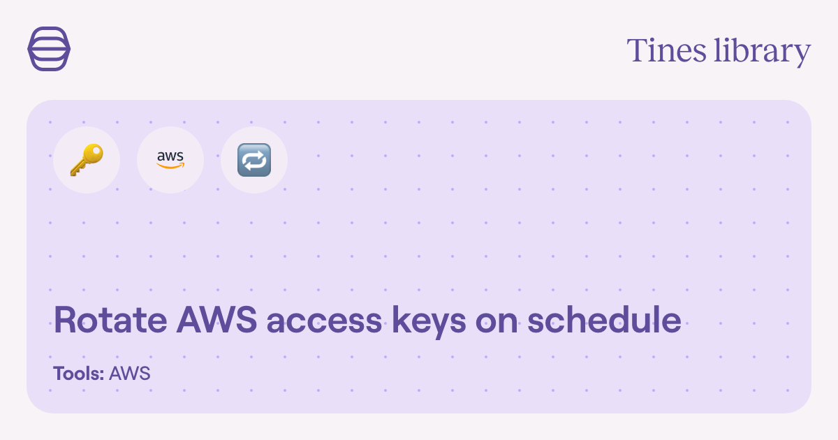 Rotate AWS access keys on schedule Library Tines