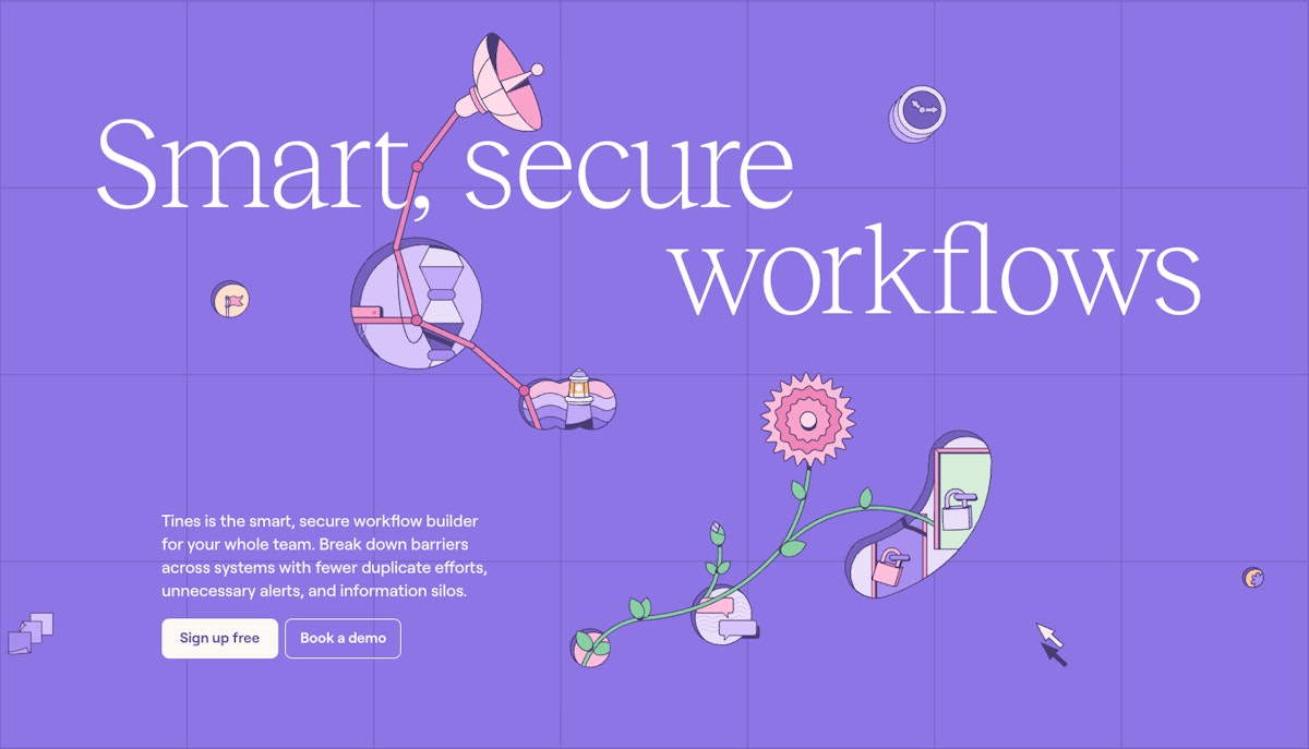 Screenshot of the Tines website home page