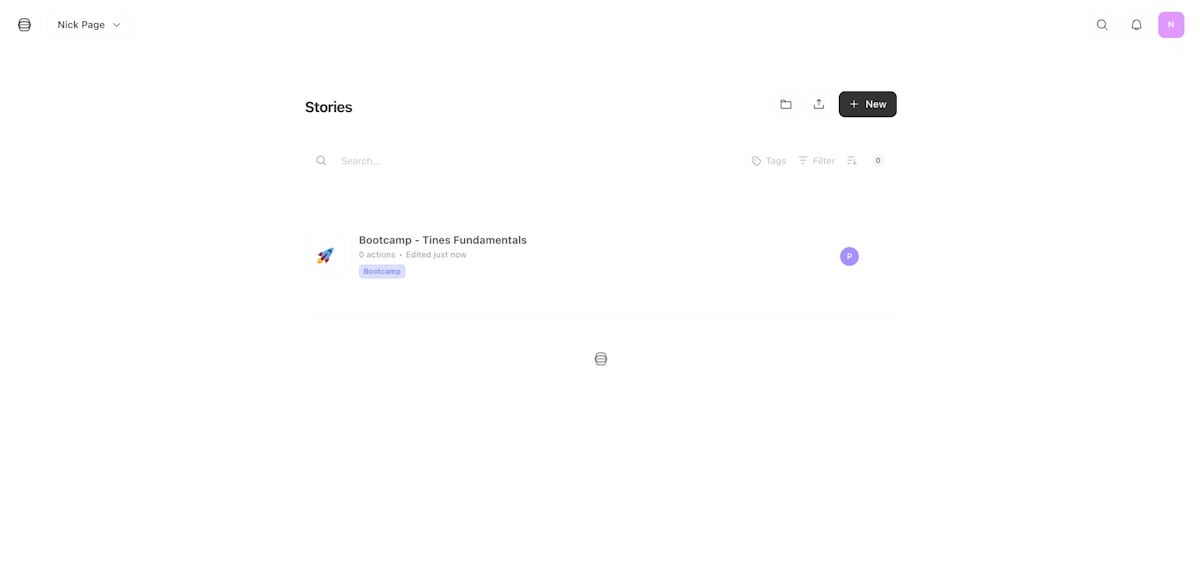 Stories view in a Tines tenant
