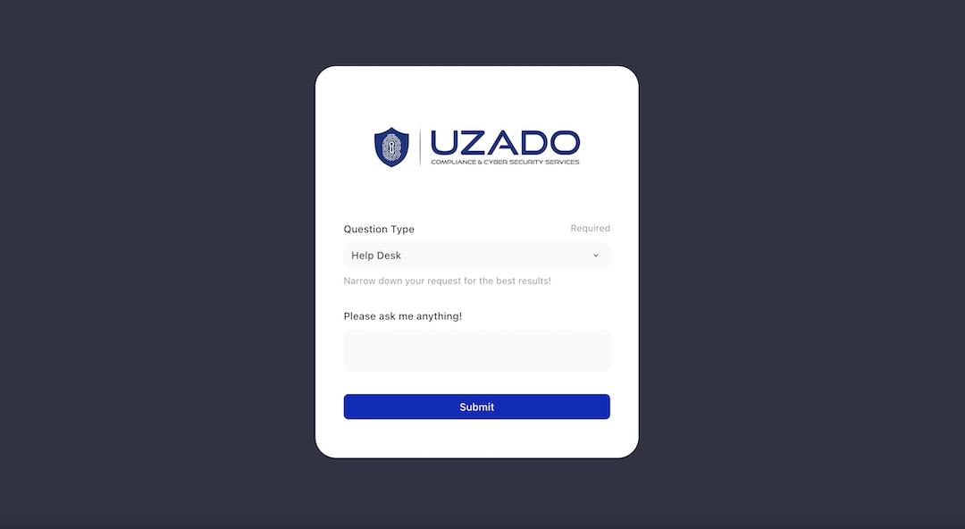 A sample webpage with form, built using Tines Pages