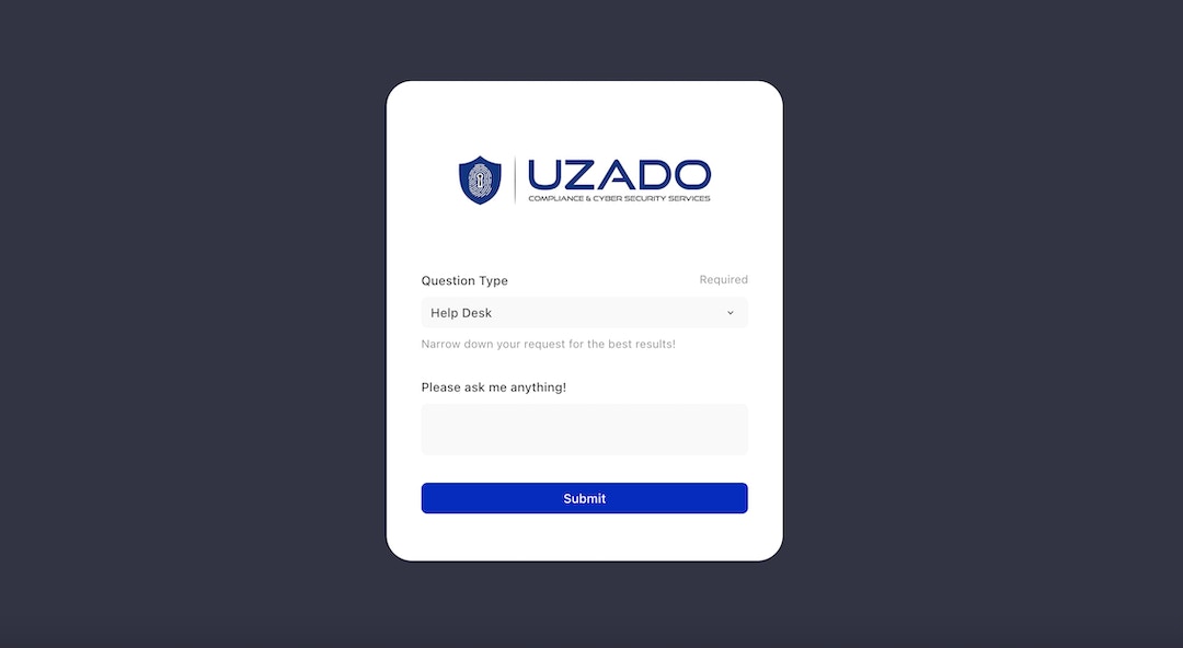 A sample webpage with form, built using Tines Pages