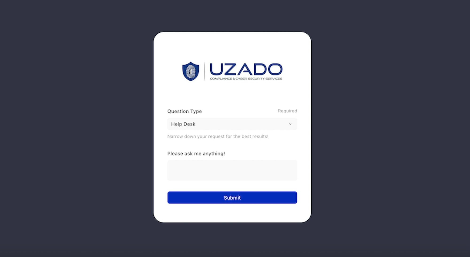 A sample webpage with form, built using Tines Pages