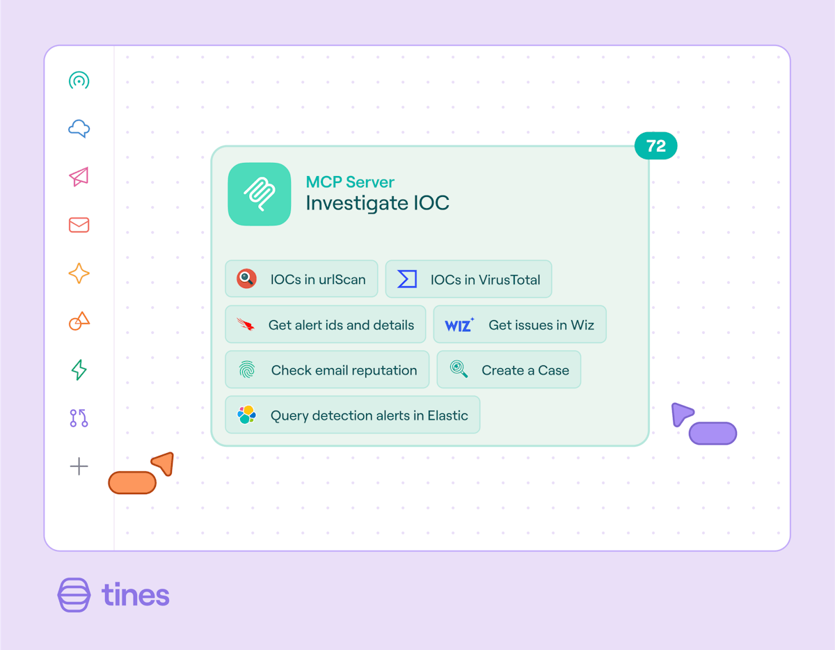 A visual of what an MCP server looks like on the Tines storyboard.