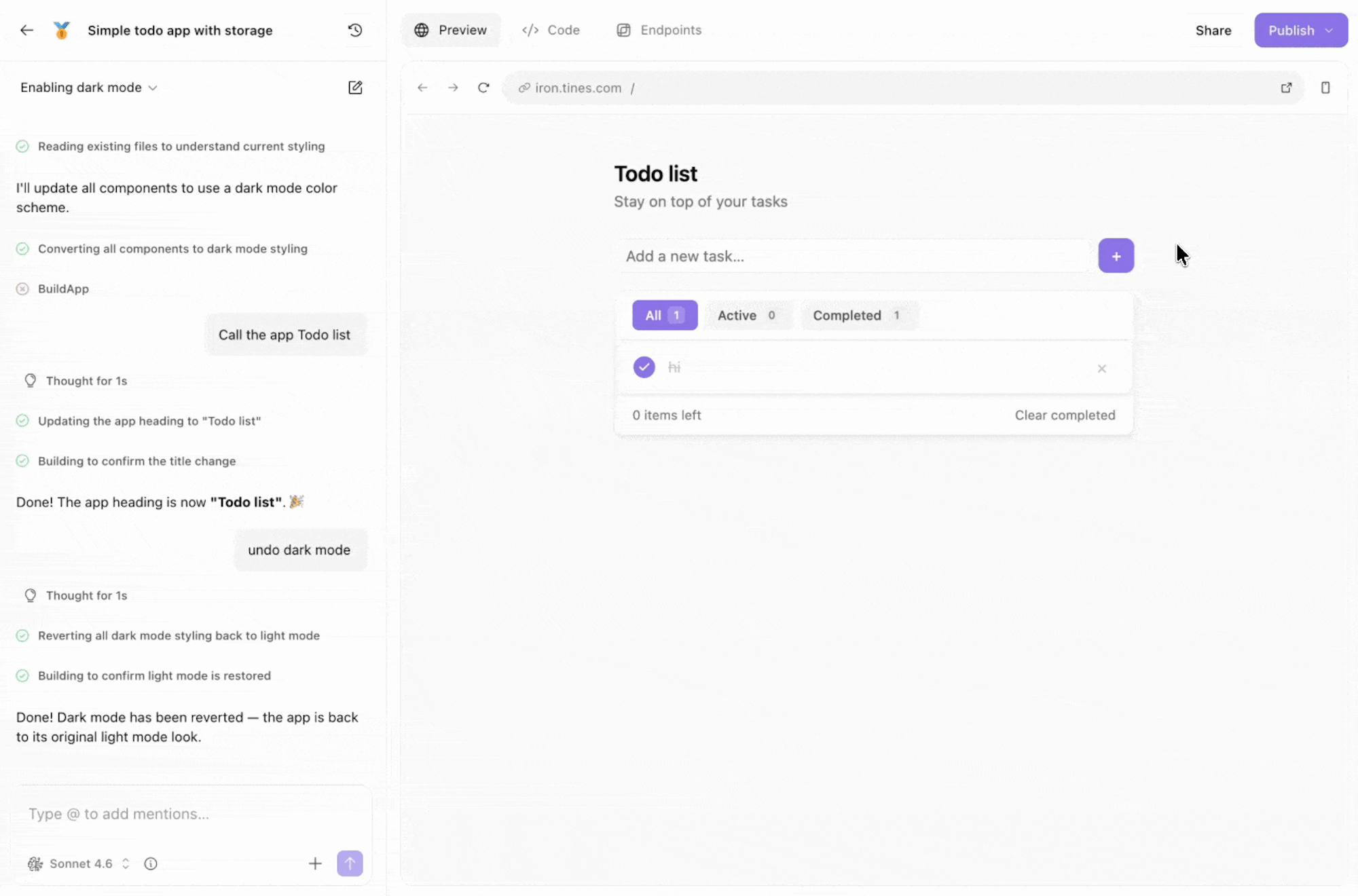 Gif of publishing an App