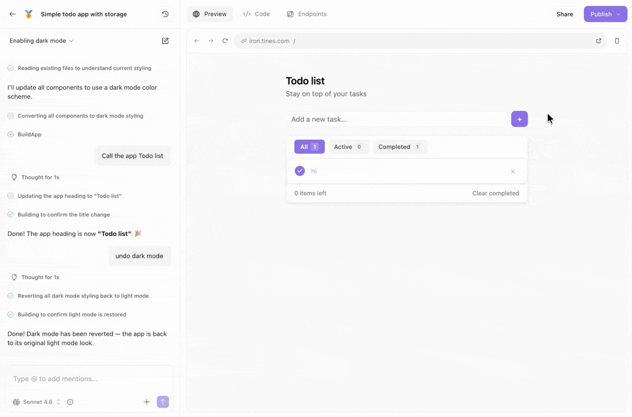 Gif of publishing an App