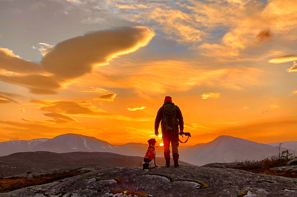 solnedgang Gåsvassfjella Namsskogan rypejakt