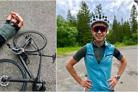 UTKJØRT: Kamilla Olaussen byttet ut terrengsko med sykkel i går. Det var mer enn nok for å sette QOM i Tryvann. Foto: Privat. kamilla olaussen satte kom i tryvann
