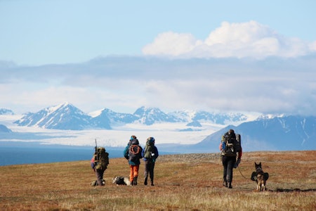 INNMARSJ: På vei langs Colesbukten med Oscar II Land i bakgrunnen. friluftsliv på svalbard