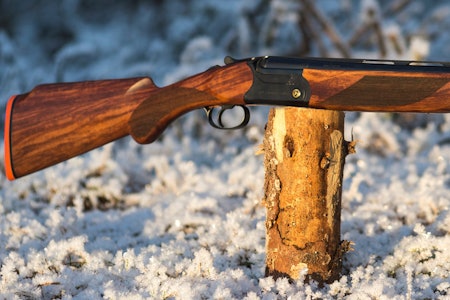 Populær damehagle: Sauer Artemis Sauer Artemis hagle for dame plassert på en stokk utendørs sett fra siden