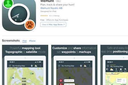 Selskapet Open Air Group fortsetter å vokse og kjøper opp den populære jaktappen WeHunt. Foto: Skjermdump fra AppStore Bildet er en skjermdump av butikksiden til WeHunt-appen i AppStore. Foto: Skjermdump fra AppStore