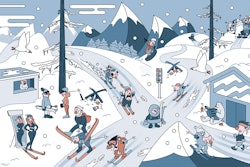 SKIETIKETTE: Går du på ski i snøføyk eller sterk kulde, betyr det at du er BADASS. Punktum. Skiløpere som kommer seg ut i slikt vær, helst med et smil på leppene – om de er aldri så blå – er de som virkelig elsker å gå på ski. Luftveiene skal holdes åpne for egen maskin, se regel #19. Illustrasjon: Rudi Gundersen