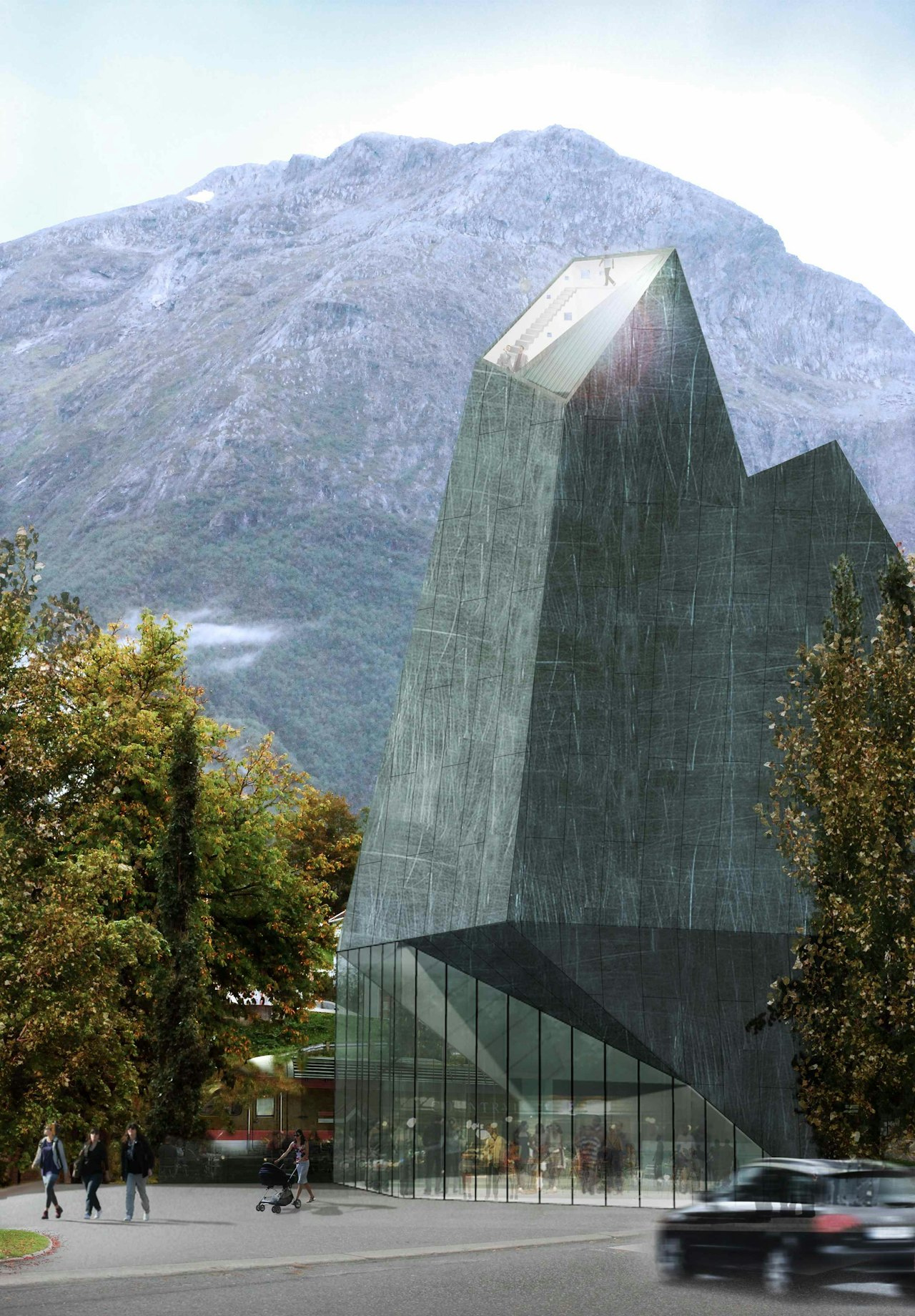 Slik er planen at det skal se ut, og senteret er tegnet av Reiulf Ramstad Arkitekter, Oslo. 
