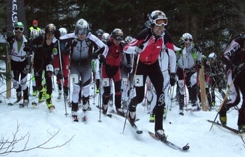 Fellesstart i NM i Randonee. Foto: Skiforbundet Fellesstart i NM i Randonee. Foto: Skiforbundet