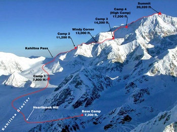 Normalruta "West Buttress" Normalruta "West Buttress"