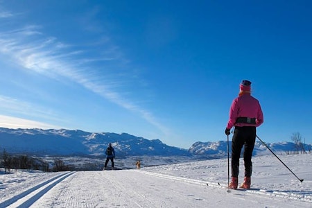 LANGRENN PÅ VIERLI: Det er bratt ned fra Farhovdfjellet, men utsikten er upåklagelig. I bakgrunnen ligger Raulandsfjell og Bitdalsvatn. vierli langrenn