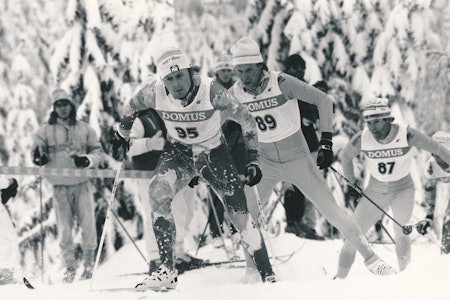 NM i LANGRENN 1988: Tor Håkon Holte i tet. Foto: Ukjent  tor håkon holte thor gotaas