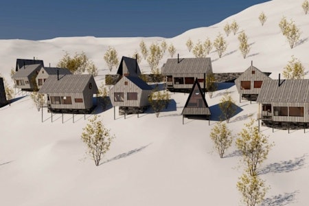 FRAMTIDAS HYTTEGREND: Kan vi bygge bedre, med tanke på klima og miljø? Illustrasjon: Stiv Kuling AS hyttebygging i fjellet