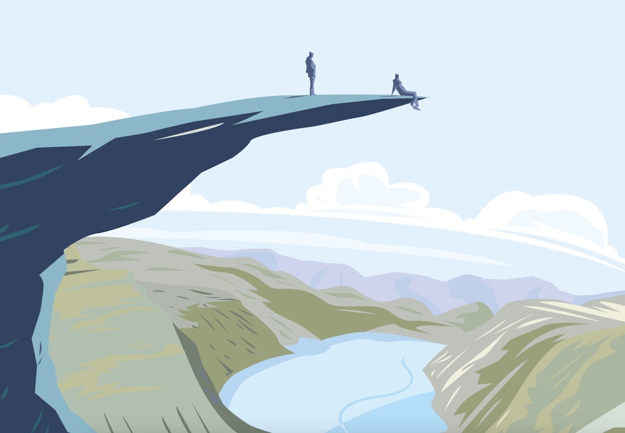 TROLLTUNGA: I 2016 oppdaget hele verden den fascinerende fjellformasjonen Trolltunga. Hva skjedde egentlig – og hva nå? Illustrasjon Simon Scarsbrook  Trolltunga Norge