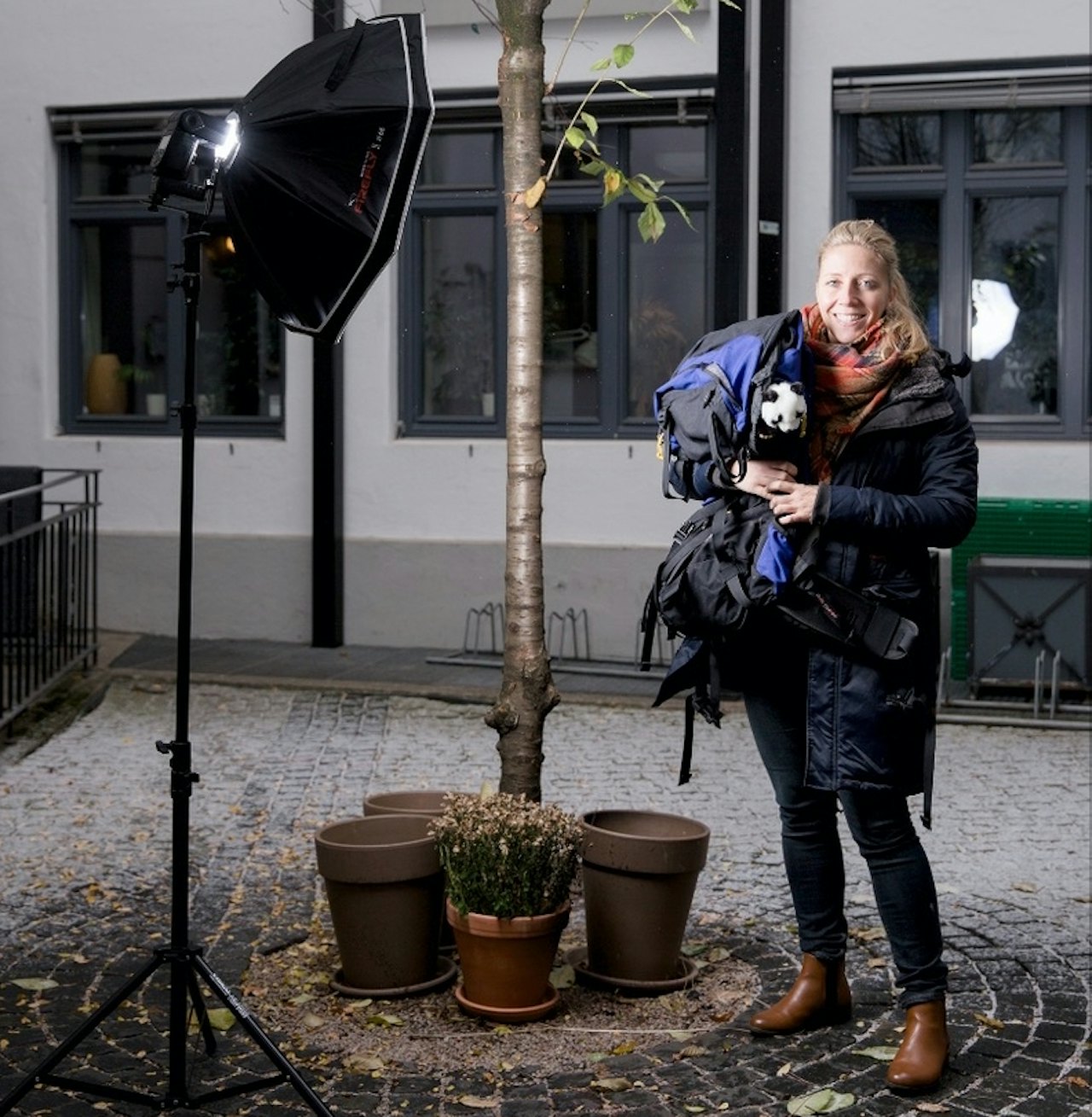 GRØNN HVERDAG: Et stort tre pryder bakgården til WWF-kontoret, ellers er det biologiske mangfoldet relativt begrenset. Foto: Line Hårklau