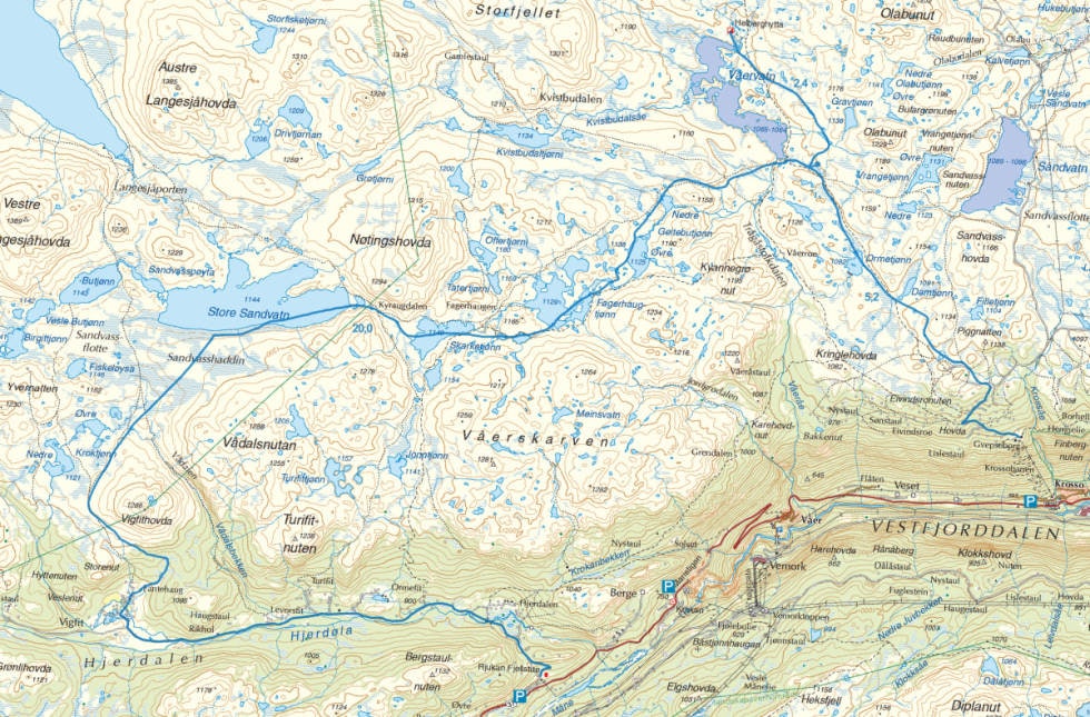 Kart Rjukan fjellstue