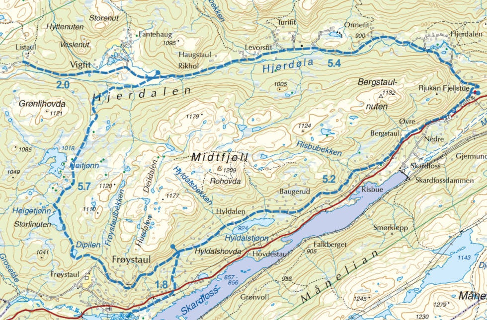 Kart Hjerdalen Telemark