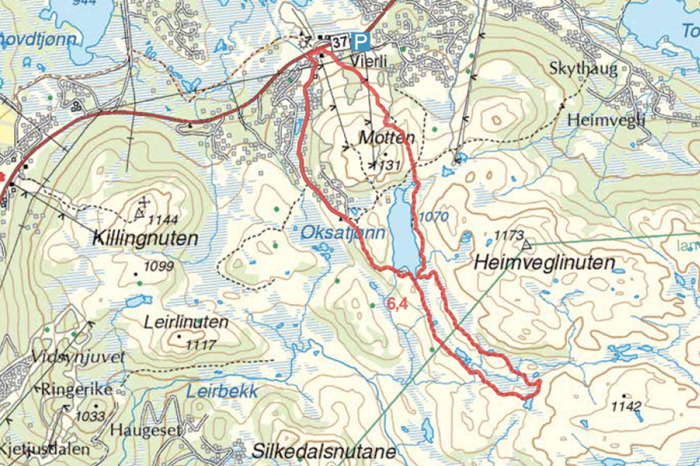 Vierli Oksatjønn Turguide rauland Telemark kart