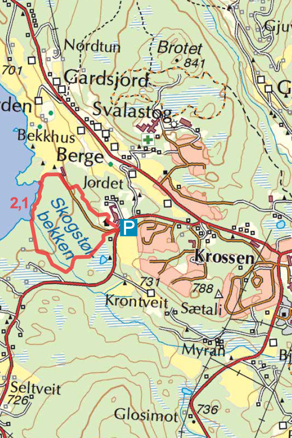Kart for Beverstien i Rauland. Beverstien turguide Raulandsfjell Telemark