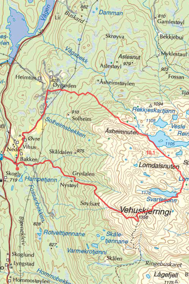 Vehuskjerringi kart turguide Rauland Telemark