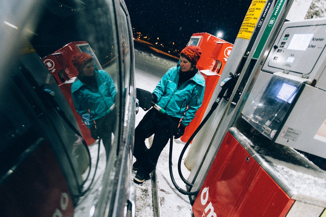 fylle bensin før skitur