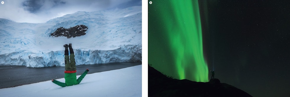 HODESTUPS: Hilsen fra Svalbard. MASSIVT: En vegg med lys, så nær at han nesten kan berøre det. 