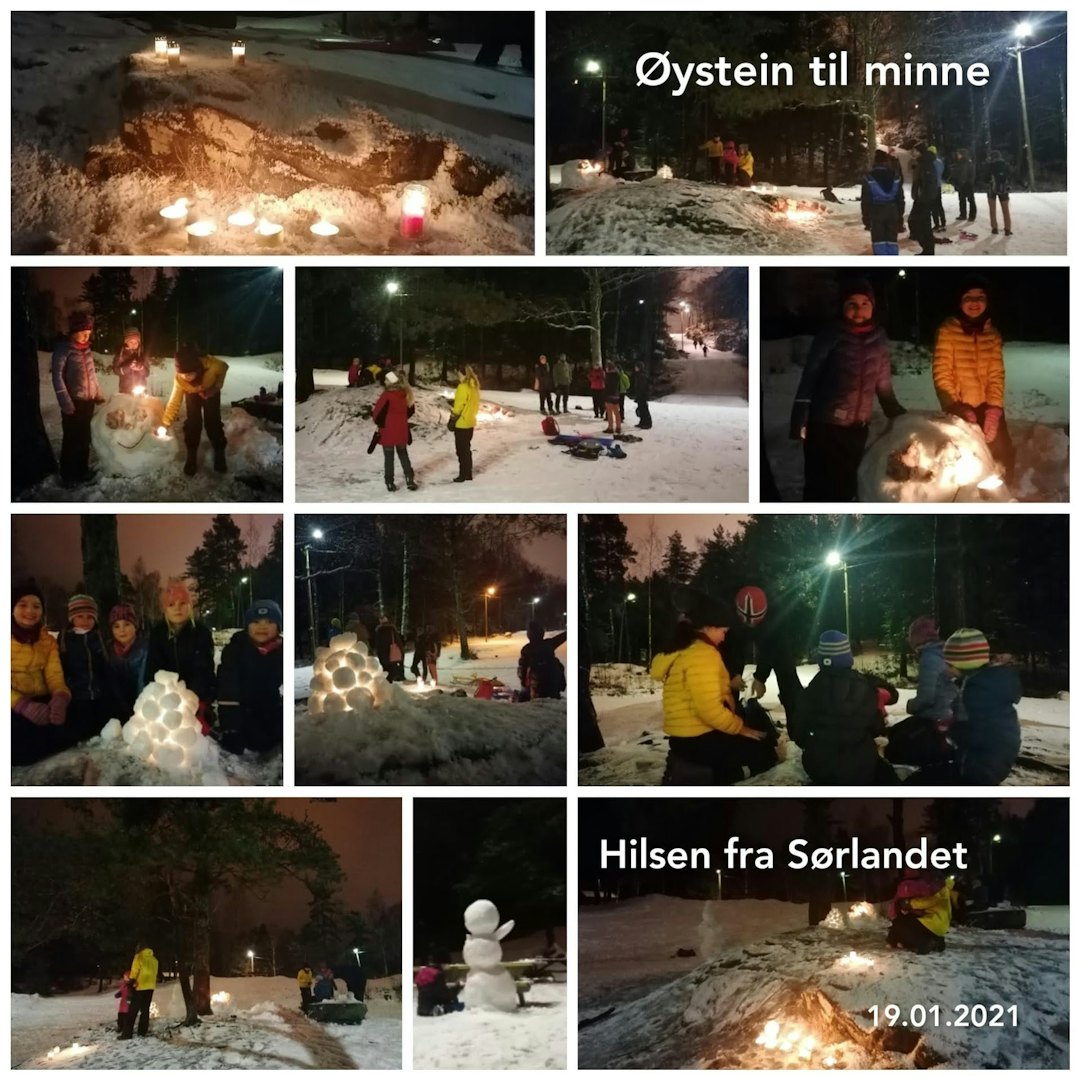 LYSMARKERING: Christiansand Klatreklubb møttes for å minnes Øystein Stangeland. Foto: CKK til minne om øystein stangeland