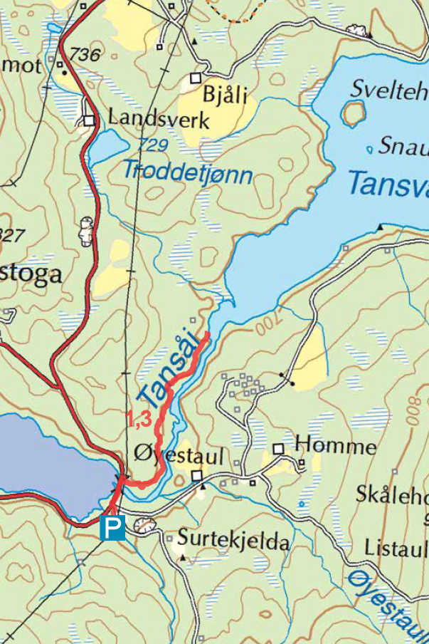 Tansåi kart turguide Rauland Telemark