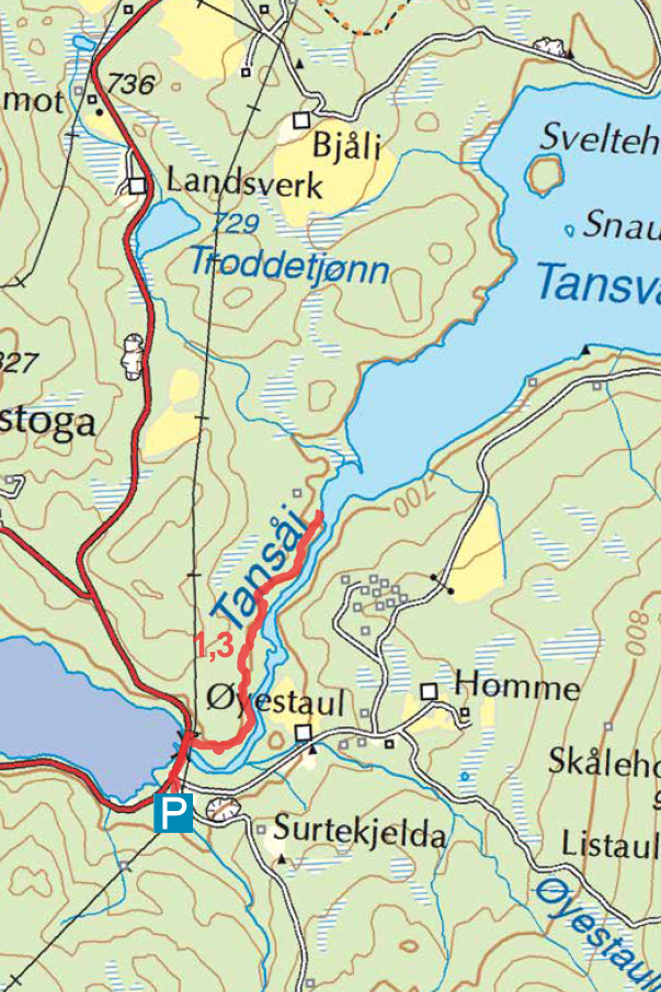 Kart for turen Tansåi kart turguide Rauland Telemark