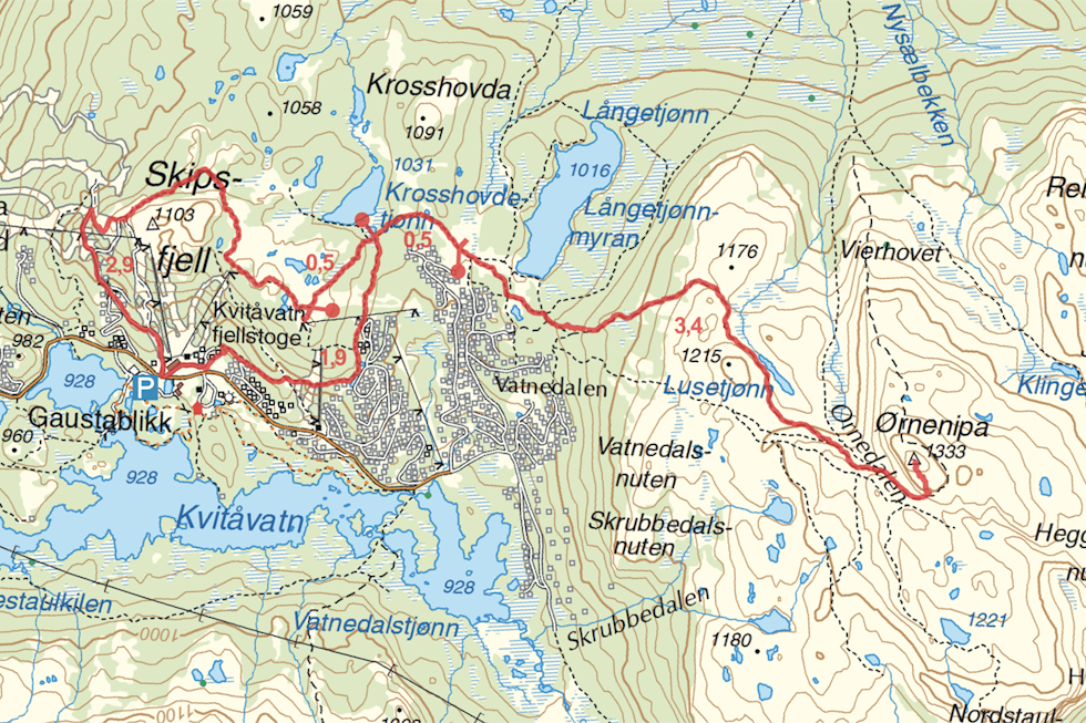 Skipsfjell turguide kart Telemark