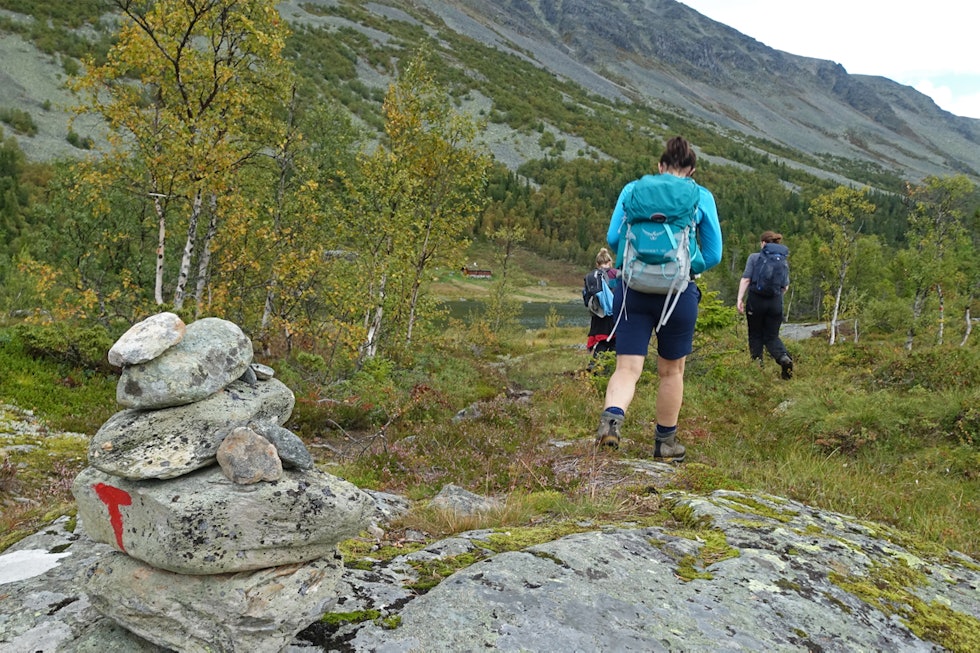 Stien er godt merket. Selstali Rauland Telemark Skriustaulvatn