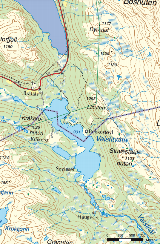 Kart for turen Veisfitvatn padletur telemark guide kart