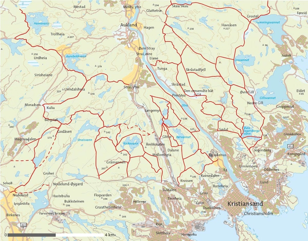 Kristiansands-turområder-Kart