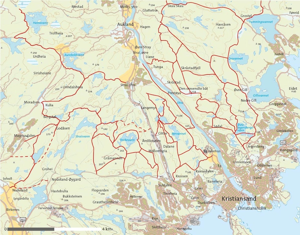 Kristiansands-turområder-Kart Kristiansands-turområder-Kart
