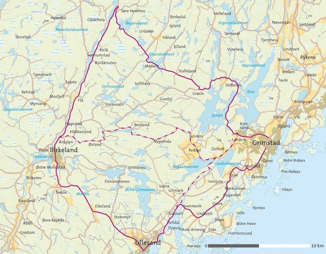 Sykkel-i-Grimstadområdet-Kart
